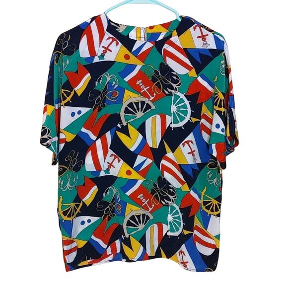 First Impressions Size Medium M Polyester Vintage Retro Vibrant Top Anchor - Picture 1 of 8